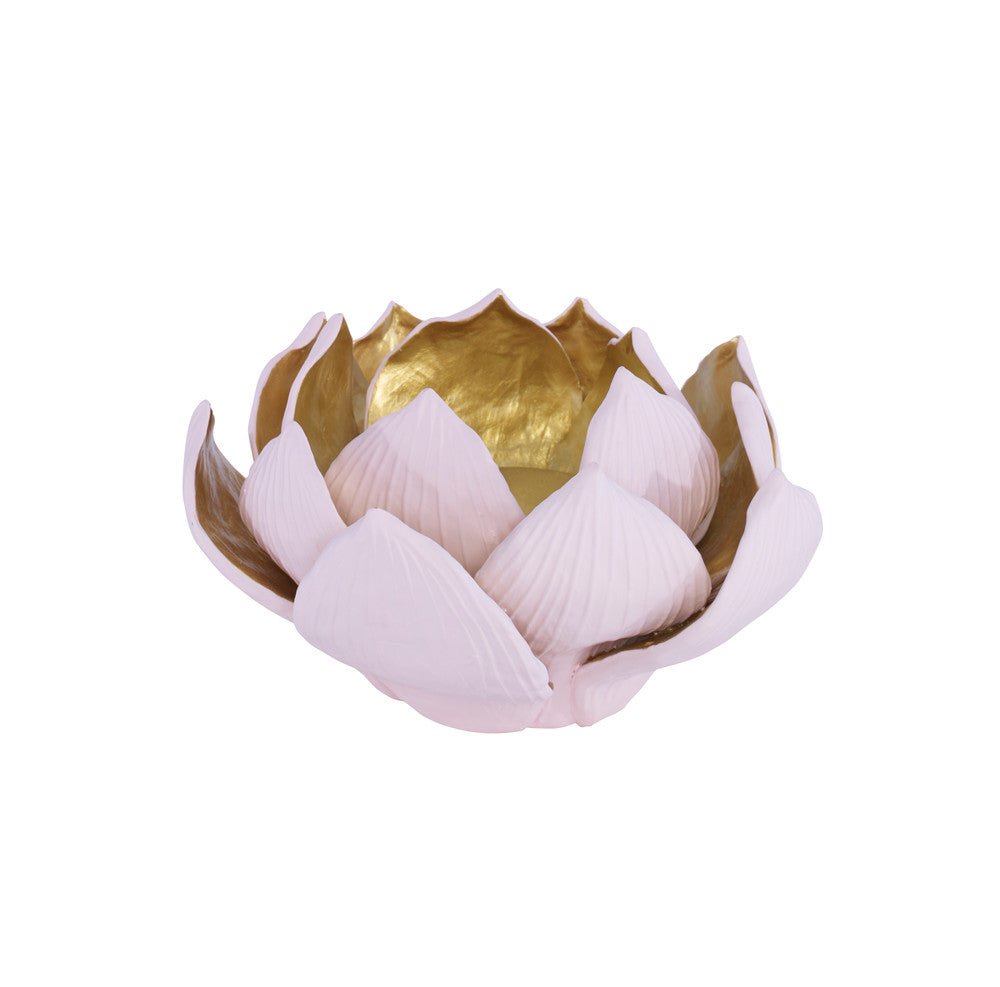 Phuket Candleholder QR-21629.PINKGLD.0 by CuratedKravet CuratedKravet A hand finished porcelain candleholder. Thailand DUST LIGHTLY WITH A SOFT, DRY CLOTH. </p><p>Dimensions: Length 7.5, Height 5.5, Width 7.5 Porcelain - 100% - Fabric Carolina -