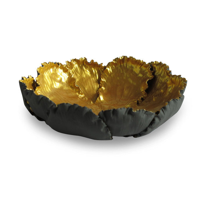 Krabi Bowl, Large QR-21637.GRAYGLD.0 by CuratedKravet CuratedKravet A hand finished and painted porcelain bowl. Thailand DUST LIGHTLY WITH A SOFT, DRY CLOTH. </p><p>Dimensions: Length 13.75, Height 4, Width 13.75 Porcelain - 100% - Fabric Carolina -