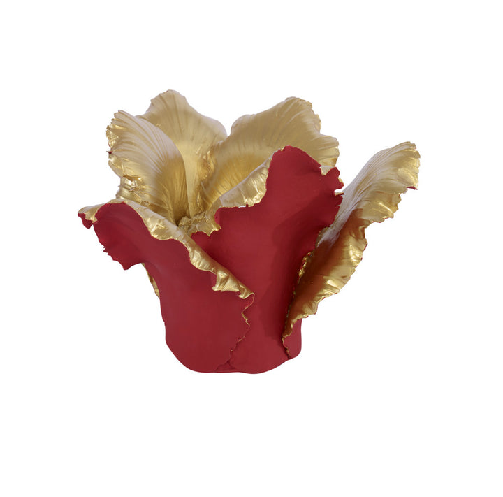 Pai Candleholder QR-21644.REDGLD.0 by CuratedKravet CuratedKravet A hand finished porcelain candleholder. Thailand DUST LIGHTLY WITH A SOFT, DRY CLOTH. </p><p>Dimensions: Length 7, Height 6.25, Width 7 - Fabric Carolina -