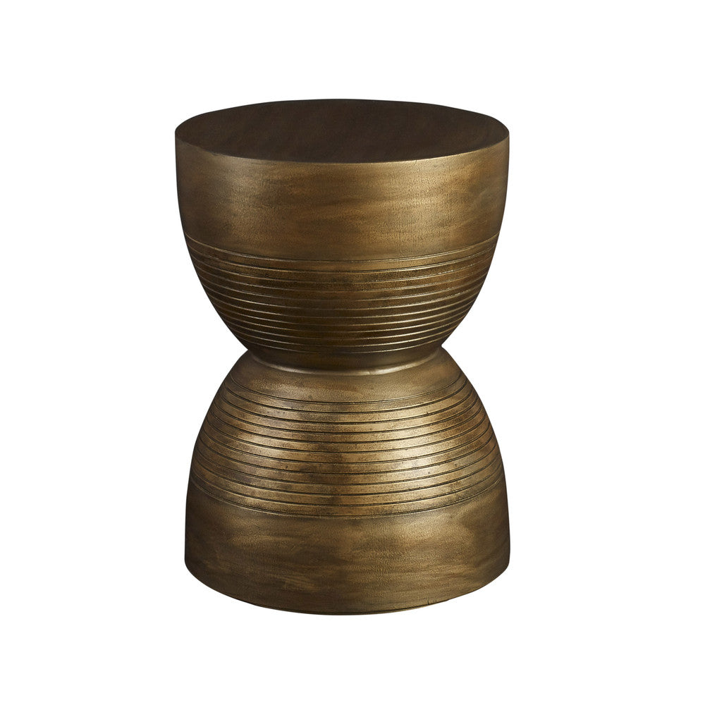Suffolk Side Table QR-21717.BRONZE.0 by CuratedKravet CuratedKravet A resin side table featuring grooved details and a faux bronze finish. Due to the handmade nature, finish variation is to be expected. United States </p><p>Dimensions: Length 15.75, Height 22, Width 15.75 - Fabric Carolina -