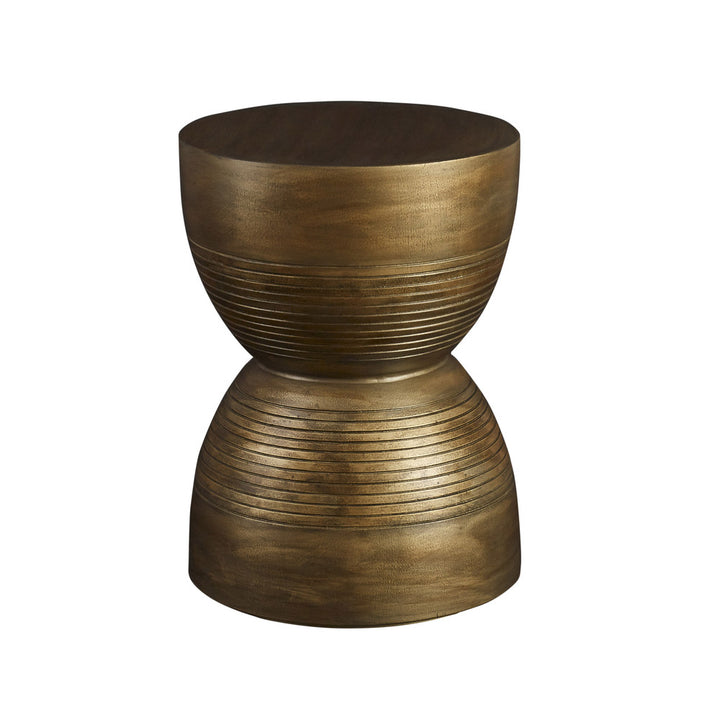 Suffolk Side Table QR-21717.BRONZE.0 by CuratedKravet CuratedKravet A resin side table featuring grooved details and a faux bronze finish. Due to the handmade nature, finish variation is to be expected. United States </p><p>Dimensions: Length 15.75, Height 22, Width 15.75 - Fabric Carolina -