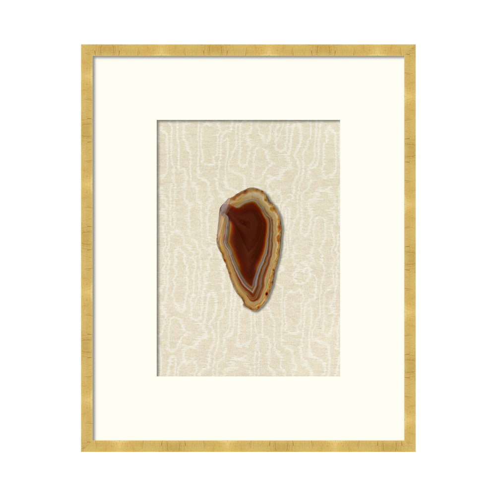 Cinnamon Geode Tall QR-21801.CINNAMON.0 by CuratedKravet CuratedKravet A natural red-toned geode floating on Kravet fabric 4553-16, nestled within a bold white mat and featuring a gold leaf frame. United States </p><p>Dimensions: Length 19, Height 23, Width 2 Linen - 40%, Wood - 40%, Crystal Stone - 20% - Fabric Carolina -