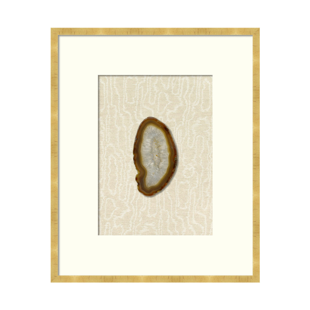 Natural Geode Tall QR-21802.NATURAL.0 by CuratedKravet CuratedKravet A natural earth-toned geode floating on Kravet fabric 4553-16, nestled within a bold white mat and featuring a gold leaf frame. United States </p><p>Dimensions: Length 19, Height 23, Width 2 Linen - 40%, Wood - 40%, Crystal Stone - 20% - Fabric Carolina -