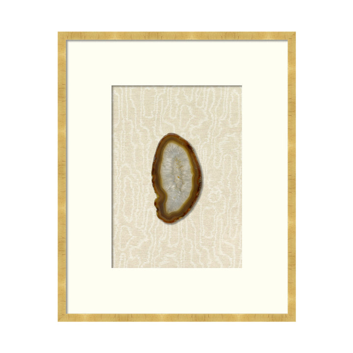 Natural Geode Tall QR-21802.NATURAL.0 by CuratedKravet CuratedKravet A natural earth-toned geode floating on Kravet fabric 4553-16, nestled within a bold white mat and featuring a gold leaf frame. United States </p><p>Dimensions: Length 19, Height 23, Width 2 Linen - 40%, Wood - 40%, Crystal Stone - 20% - Fabric Carolina -