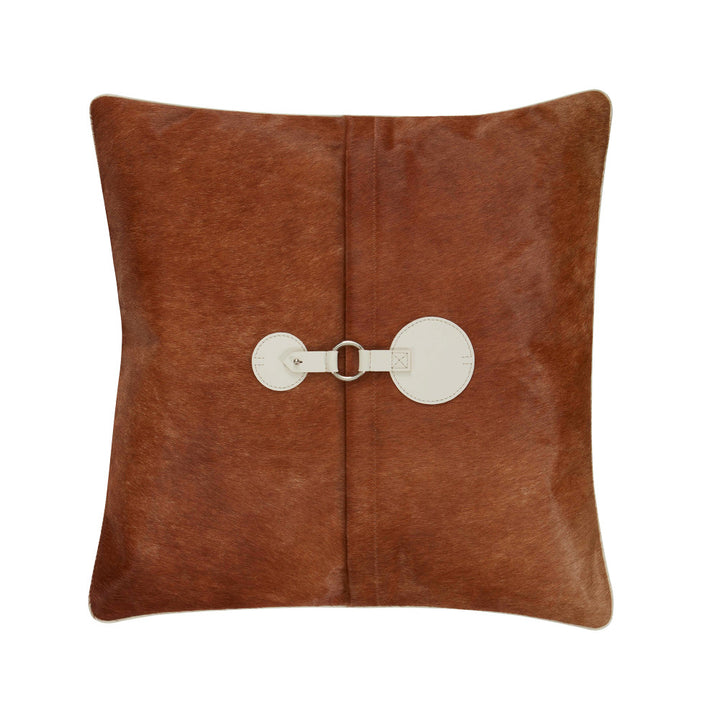 Boulder Hair On Hide Pillow QR-21821.TANHOH.0 by CuratedKravet CuratedKravet Measures 20"H x 20"L. A decorative accent pillow made of tan hair on hide with a buckle accent and backed with a solid cotton fabric. Includes a 95/5 feather/down insert. India DRY CLEAN ONLY. </p><p>Dimensions: Length 20, Height 20, Width Cow Hide - 90%, Leather - 10% - Fabric Carolina -