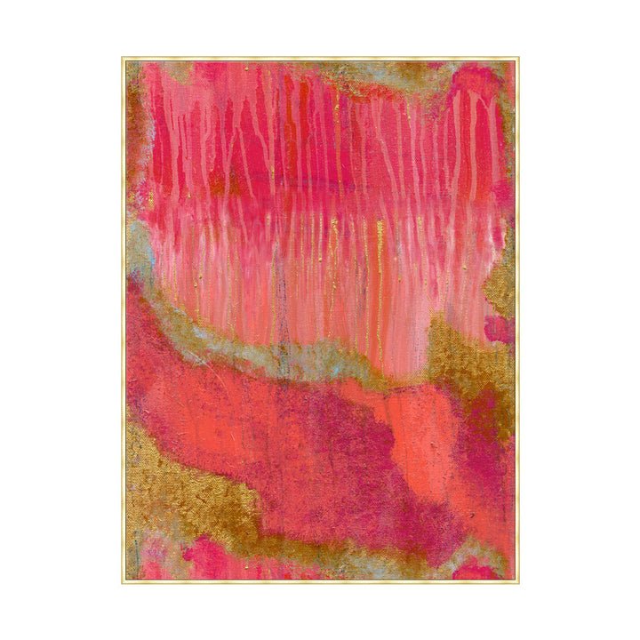 Apropos Canvas 2 QR-21825.PINKGOLD.0 by CuratedKravet CuratedKravet The "Apropos Canvas" series is a pink textured acrylic background with elements of gold splattered and stroked throughout. Featuring a gold leaf floater frame. United States </p><p>Dimensions: Length 31, Height 41, Width 2 Canvas - 75%, Wood - 25% - Fabric Carolina -