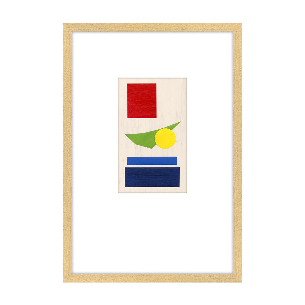 Too Many Pieces 1 QR-21830.MULTI1.0 by CuratedKravet CuratedKravet The "Too Many Pieces" series is modern in its simplicity, with vibrant tones of primary colors that create contemporary shapes nestled in a wide white mat. Featuring a blonde wood frame. United States </p><p>Dimensions: Length 16, Height 23, Width 1.25 Canvas - 75%, Wood - 25% - Fabric Carolina -