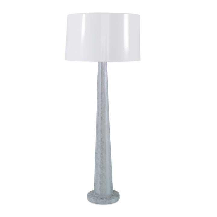 Bella Floor Lamp QR-21839.SLVRLAKE.0 by CuratedKravet CuratedKravet A tapered column resin floor lamp topped with a glossy drum shade. United States DUST LIGHTLY WITH A SOFT, DRY CLOTH. </p><p>Dimensions: Length 22, Height 61, Width 22 Poly Resin - 70%, Paper - 30% - Fabric Carolina -