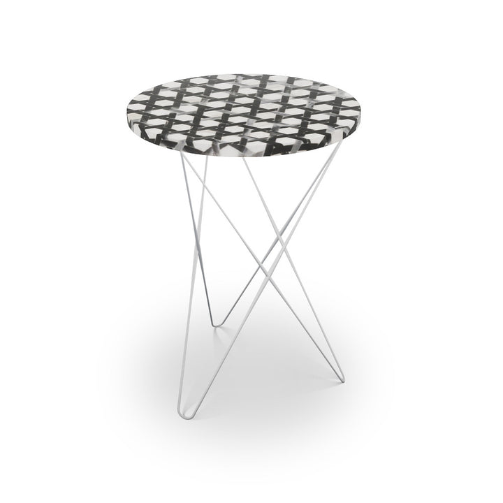 Provost Table, Hairpin QR-21897.HPNICKEL.0 by CuratedKravet CuratedKravet Mosaic table top with metal base. India </p><p>Dimensions: Length 16, Height 23, Width 16 - Fabric Carolina -