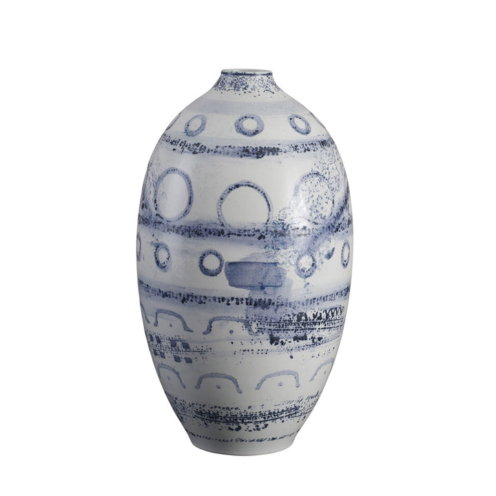 Praire Vase QR-21910.BLUEWHITE.0 by CuratedKravet CuratedKravet An abstract handpainted vase in blue and white. China </p><p>Dimensions: Length 9.5, Height 17, Width 9.5 - Fabric Carolina -