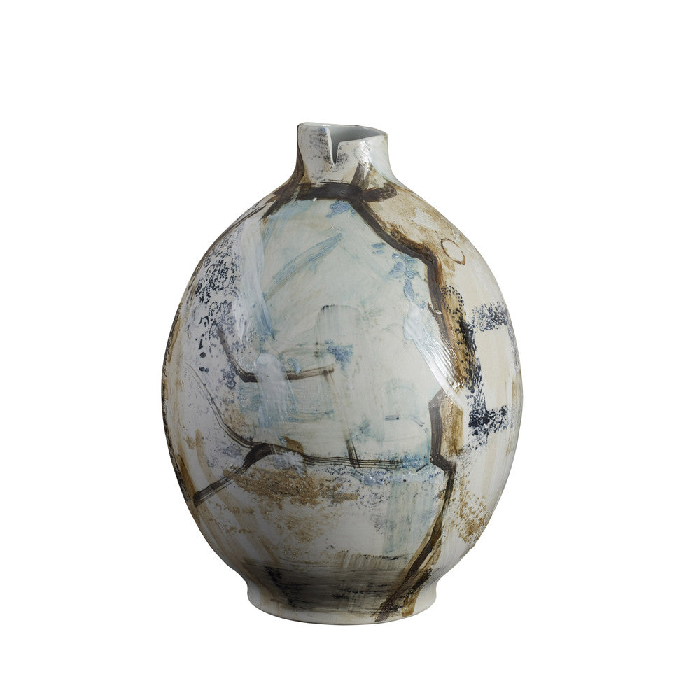 Jennings Vase QR-21911.WHBLKMULTI.0 by CuratedKravet CuratedKravet An abstract gree form porcelain vase in blue,s whites, black and tans. China </p><p>Dimensions: Length 13, Height 18, Width 13 Porcelain - 100% - Fabric Carolina -