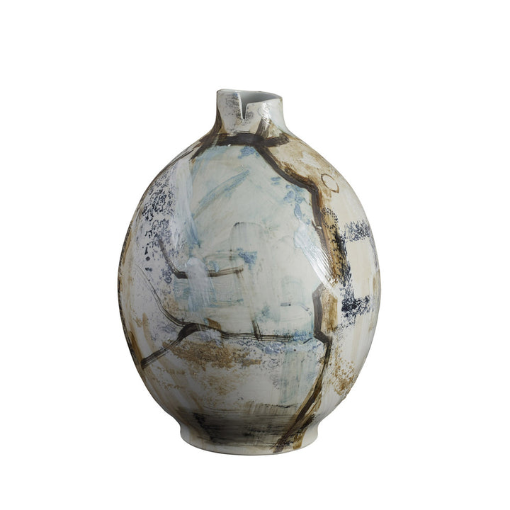 Jennings Vase QR-21911.WHBLKMULTI.0 by CuratedKravet CuratedKravet An abstract gree form porcelain vase in blue,s whites, black and tans. China </p><p>Dimensions: Length 13, Height 18, Width 13 Porcelain - 100% - Fabric Carolina -