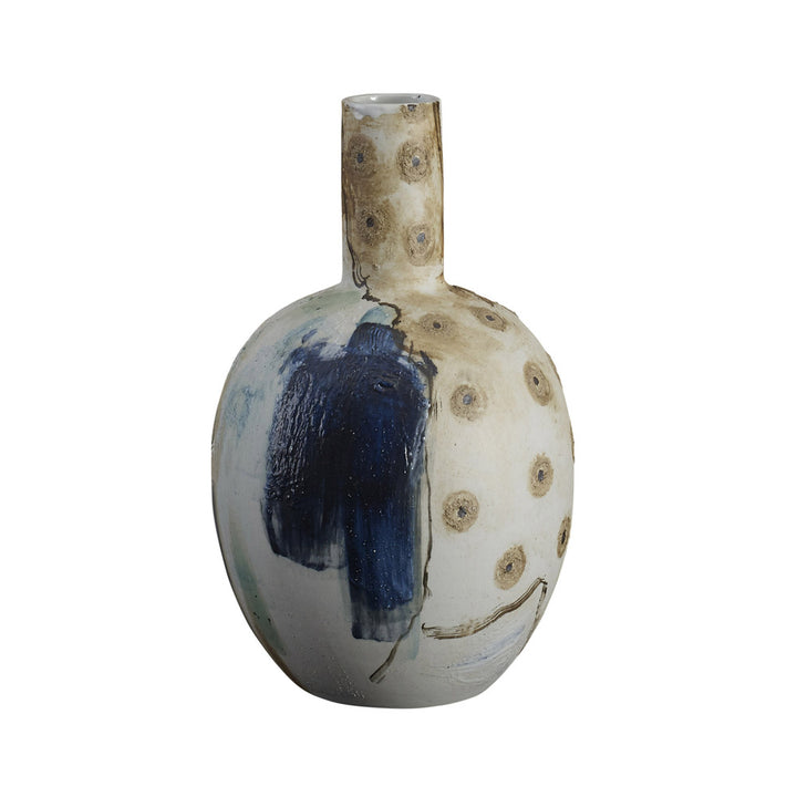 Kendley Vase QR-21912.WHBLKMULTI.0 by CuratedKravet CuratedKravet An abstract gree form porcelain vase in blues whites, black and tans. China </p><p>Dimensions: Length 7, Height 11.5, Width 7 Porcelain - 100% - Fabric Carolina -
