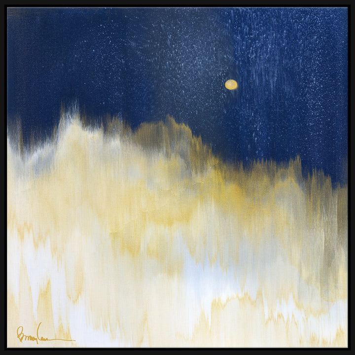 Snowy Moon, Small QR-21934.MULTIBLK.0 by CuratedKravet CuratedKravet Barry Lantz for Curated Kravet framed reproduction archival giclee print on canvas and framed in floater frame. Made to order in the USA. Each framed giclee comes with certificate of authenticity signed by Barry Lantz. United States </p><p>Dimensions: Length 37.5, Height 37.5, Width Canvas - 75%, Wood - 25% - Fabric Carolina -