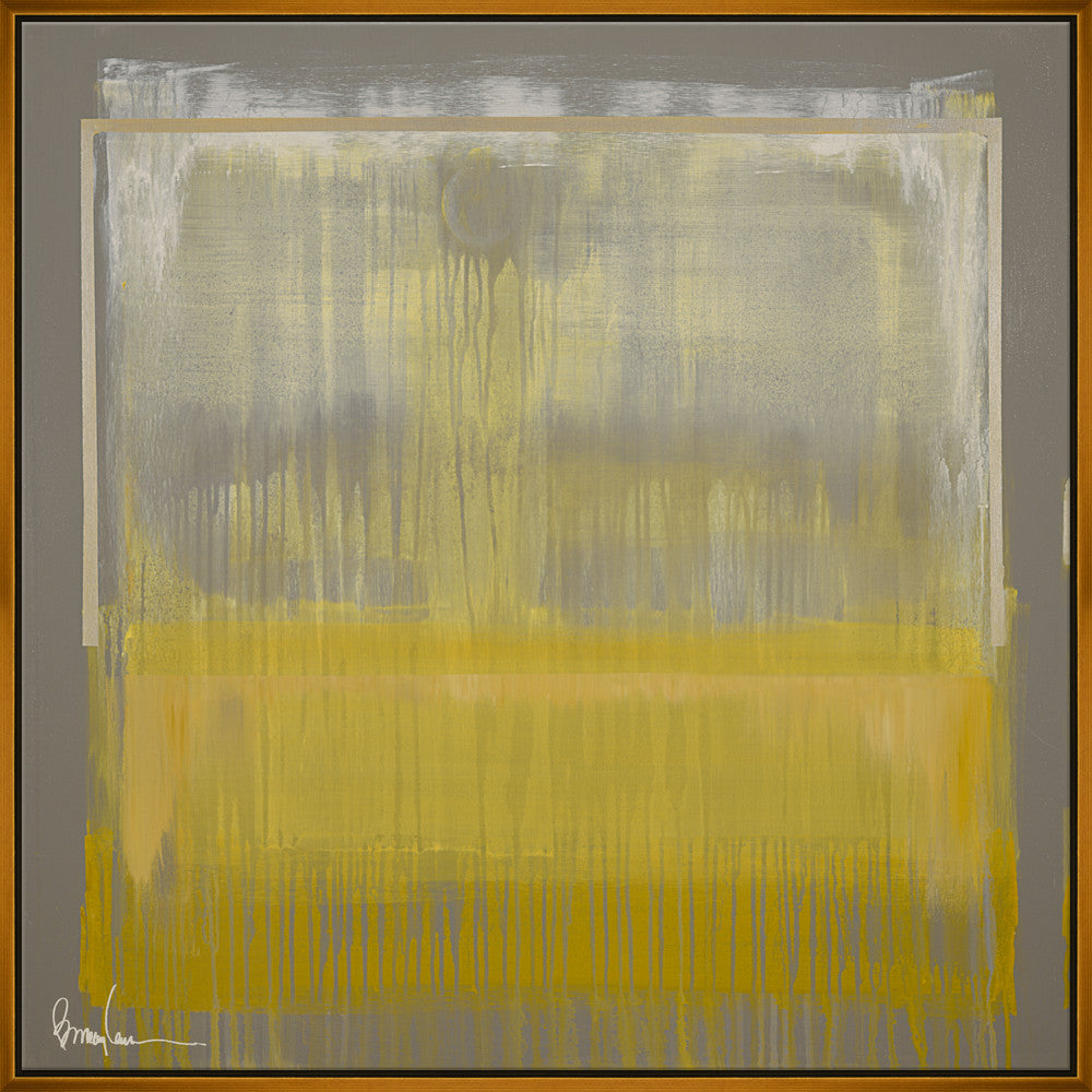 Walking On Sunshine, Small QR-21935.GOLDGLD.0 by CuratedKravet CuratedKravet Barry Lantz for Curated Kravet framed reproduction archival giclee print on canvas and framed in floater frame. Made to order in the USA. Each framed giclee comes with certificate of authenticity signed by Barry Lantz. United States </p><p>Dimensions: Length 37.5, Height 37.5, Width Canvas - 75%, Wood - 25% - Fabric Carolina -