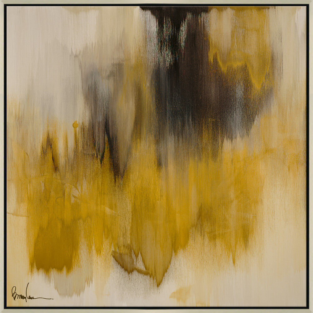 Liquid Gold, Small QR-21937.GOLDSILV.0 by CuratedKravet CuratedKravet Barry Lantz for Curated Kravet framed reproduction archival giclee print on canvas and framed in floater frame. Made to order in the USA. Each framed giclee comes with certificate of authenticity signed by Barry Lantz. United States </p><p>Dimensions: Length 37.5, Height 37.5, Width Canvas - 75%, Wood - 25% - Fabric Carolina -