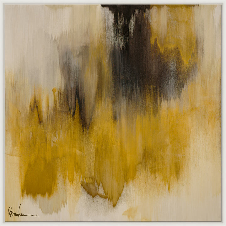 Liquid Gold, Small QR-21937.GOLDWHT.0 by CuratedKravet CuratedKravet Barry Lantz for Curated Kravet framed reproduction archival giclee print on canvas and framed in floater frame. Made to order in the USA. Each framed giclee comes with certificate of authenticity signed by Barry Lantz. United States </p><p>Dimensions: Length 37.5, Height 37.5, Width Canvas - 75%, Wood - 25% - Fabric Carolina -