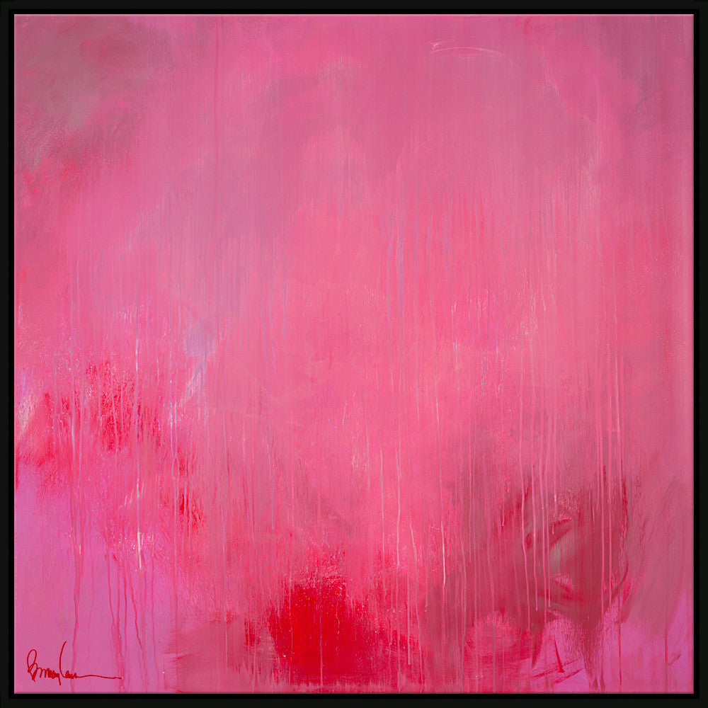 Raspberry Smoothie, Large QR-21938.PINKBLK.0 by CuratedKravet CuratedKravet Barry Lantz for Curated Kravet framed reproduction archival giclee print on canvas and framed in floater frame. Made to order in the USA. Each framed giclee comes with certificate of authenticity signed by Barry Lantz. United States </p><p>Dimensions: Length 55.5, Height 55.5, Width Canvas - 75%, Wood - 25% - Fabric Carolina -