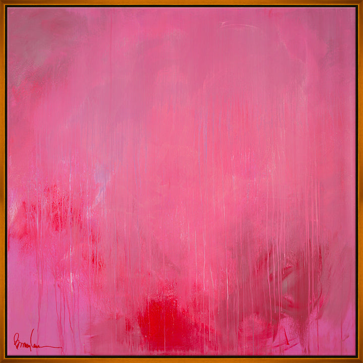 Raspberry Smoothie, Large QR-21938.PINKGOLD.0 by CuratedKravet CuratedKravet Barry Lantz for Curated Kravet framed reproduction archival giclee print on canvas and framed in floater frame. Made to order in the USA. Each framed giclee comes with certificate of authenticity signed by Barry Lantz. United States </p><p>Dimensions: Length 55.5, Height 55.5, Width Canvas - 75%, Wood - 25% - Fabric Carolina -