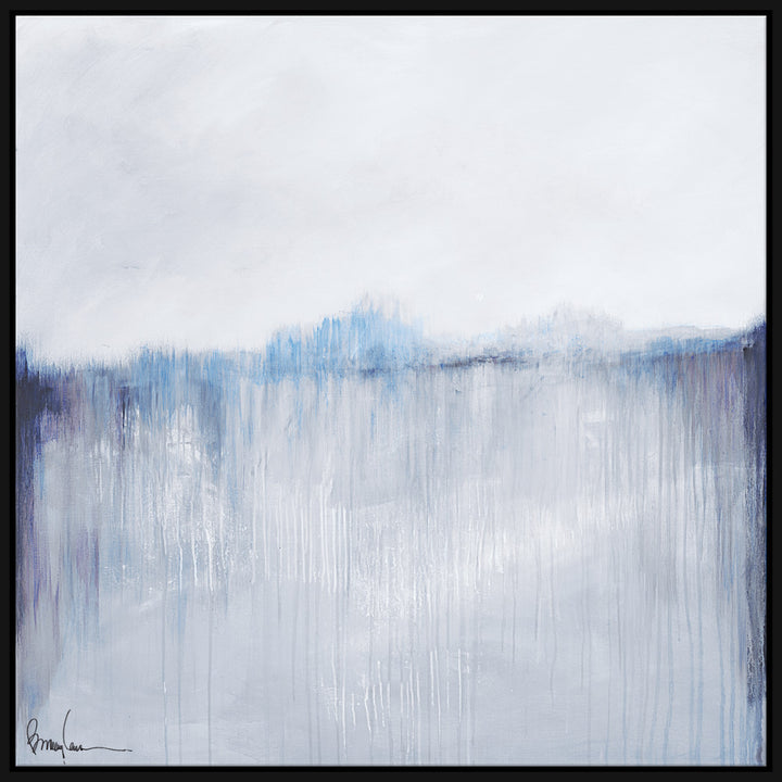 Foggy Morning, Large QR-21941.BLUEBLK.0 by CuratedKravet CuratedKravet Barry Lantz for Curated Kravet framed reproduction archival giclee print on canvas and framed in floater frame. Made to order in the USA. Each framed giclee comes with certificate of authenticity signed by Barry Lantz. United States </p><p>Dimensions: Length 55.5, Height 55.5, Width Canvas - 75%, Wood - 25% - Fabric Carolina -