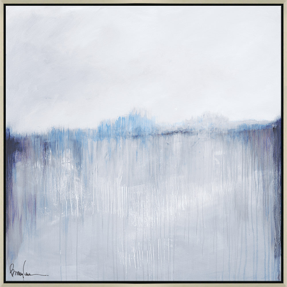 Foggy Morning, Large QR-21941.BLUESILV.0 by CuratedKravet CuratedKravet Barry Lantz for Curated Kravet framed reproduction archival giclee print on canvas and framed in floater frame. Made to order in the USA. Each framed giclee comes with certificate of authenticity signed by Barry Lantz. United States </p><p>Dimensions: Length 55.5, Height 55.5, Width Canvas - 75%, Wood - 25% - Fabric Carolina -