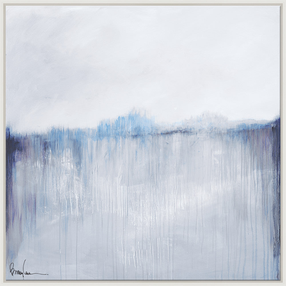 Foggy Morning, Large QR-21941.BLUEWHT.0 by CuratedKravet CuratedKravet Barry Lantz for Curated Kravet framed reproduction archival giclee print on canvas and framed in floater frame. Made to order in the USA. Each framed giclee comes with certificate of authenticity signed by Barry Lantz. United States </p><p>Dimensions: Length 55.5, Height 55.5, Width Canvas - 75%, Wood - 25% - Fabric Carolina -