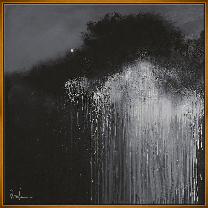 Howl At The Moon, Large QR-21944.BLACKGLD.0 by CuratedKravet CuratedKravet Barry Lantz for Curated Kravet framed reproduction archival giclee print on canvas and framed in floater frame. Made to order in the USA. Each framed giclee comes with certificate of authenticity signed by Barry Lantz. United States </p><p>Dimensions: Length 55.5, Height 55.5, Width Canvas - 75%, Wood - 25% - Fabric Carolina -