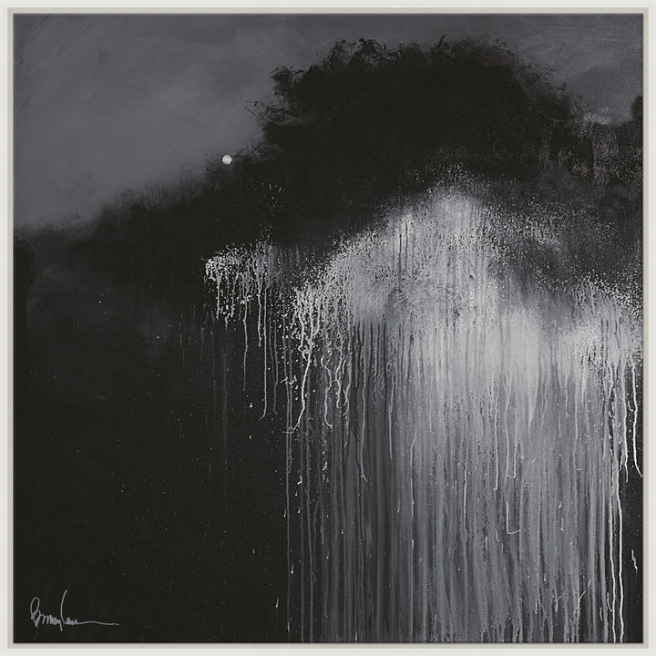 Howl At The Moon, Large QR-21944.BLACKWHT.0 by CuratedKravet CuratedKravet Barry Lantz for Curated Kravet framed reproduction archival giclee print on canvas and framed in floater frame. Made to order in the USA. Each framed giclee comes with certificate of authenticity signed by Barry Lantz. United States </p><p>Dimensions: Length 55.5, Height 55.5, Width Canvas - 75%, Wood - 25% - Fabric Carolina -