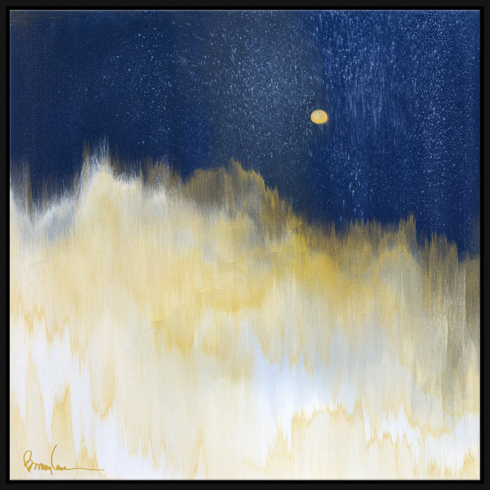 Snowy Moon, Large QR-21948.MULTIBLK.0 by CuratedKravet CuratedKravet Barry Lantz for Curated Kravet framed reproduction archival giclee print on canvas and framed in floater frame. Made to order in the USA. Each framed giclee comes with certificate of authenticity signed by Barry Lantz. United States </p><p>Dimensions: Length 55.5, Height 55.5, Width Canvas - 75%, Wood - 25% - Fabric Carolina -