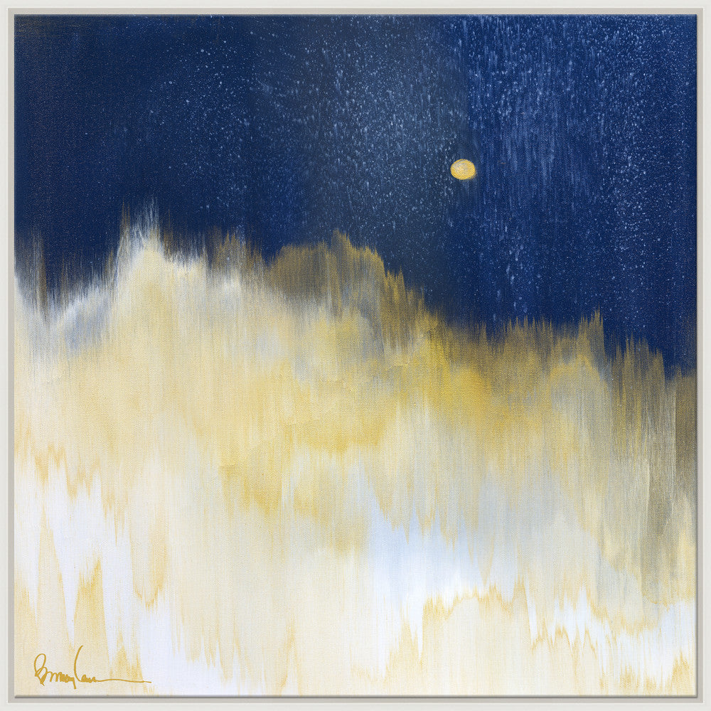 Snowy Moon, Large QR-21948.MULTIWHT.0 by CuratedKravet CuratedKravet Barry Lantz for Curated Kravet framed reproduction archival giclee print on canvas and framed in floater frame. Made to order in the USA. Each framed giclee comes with certificate of authenticity signed by Barry Lantz. United States </p><p>Dimensions: Length 55.5, Height 55.5, Width Canvas - 75%, Wood - 25% - Fabric Carolina -