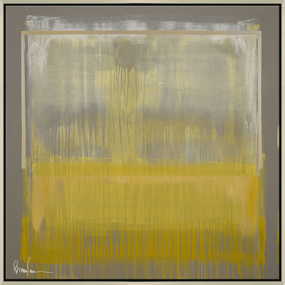 Walking On Sunshine, Large QR-21949.GOLDSILV.0 by CuratedKravet CuratedKravet Barry Lantz for Curated Kravet framed reproduction archival giclee print on canvas and framed in floater frame. Made to order in the USA. Each framed giclee comes with certificate of authenticity signed by Barry Lantz. United States </p><p>Dimensions: Length 55.5, Height 55.5, Width Canvas - 75%, Wood - 25% - Fabric Carolina -