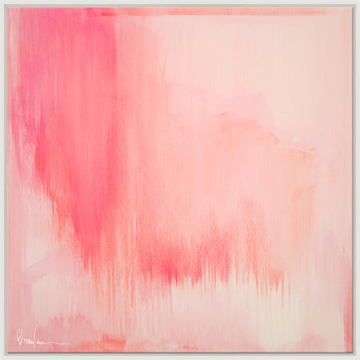 Flamingo, Large QR-21950.PINKWHT.0 by CuratedKravet CuratedKravet Barry Lantz for Curated Kravet framed reproduction archival giclee print on canvas and framed in floater frame. Made to order in the USA. Each framed giclee comes with certificate of authenticity signed by Barry Lantz. United States </p><p>Dimensions: Length 55.5, Height 55.5, Width Canvas - 75%, Wood - 25% - Fabric Carolina -