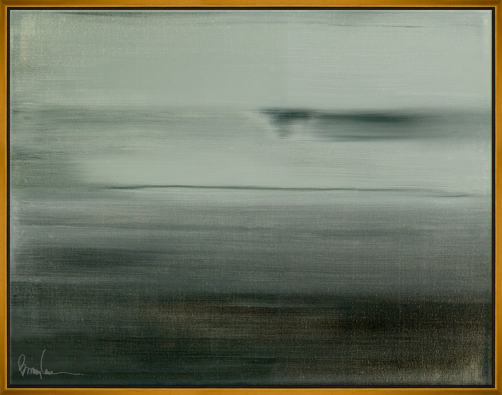 London Fog, Large QR-21970.GRAYGLD.0 by CuratedKravet CuratedKravet Barry Lantz for Curated Kravet framed reproduction archival giclee print on canvas and framed in floater frame. Made to order in the USA. Each framed giclee comes with certificate of authenticity signed by Barry Lantz. United States </p><p>Dimensions: Length 55.5, Height 43.5, Width Canvas - 75%, Wood - 25% - Fabric Carolina -