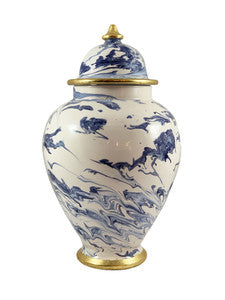 Veneto Lidded Jar QR-22011.NAVYGOLD.0 by CuratedKravet