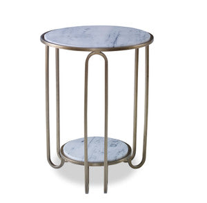 Longmont Side Table QR-22040.BRSSWHT.0 by CuratedKravet