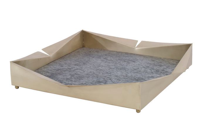 Heiskell Tray QR-22128.MATTEBRSS.0 by CuratedKravet CuratedKravet A sculptural brass tray featuring a gray slate veneer interior. India DUST LIGHTLY WITH A SOFT, DRY CLOTH. </p><p>Dimensions: Length 17, Height , Width 17 Brass - 90%, Stone - 10% - Fabric Carolina -