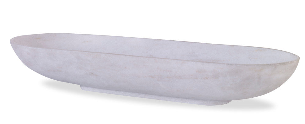 Horsens Marble Bowl QR-22137.WHITE.0 by CuratedKravet CuratedKravet An oval solid marble bowl. Due to the natural material, variation in color and veining is to be expected. India DUST LIGHTLY WITH A SOFT, DRY CLOTH. </p><p>Dimensions: Length 26, Height 4, Width 8 Marble - 100% - Fabric Carolina -