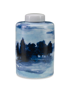 Sheila Lidded Jar, Large QR-22270.BLUEWHITE.0 by CuratedKravet