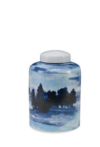 Sheila Lidded Jar, Small QR-22271.BLUEWHITE.0 by CuratedKravet