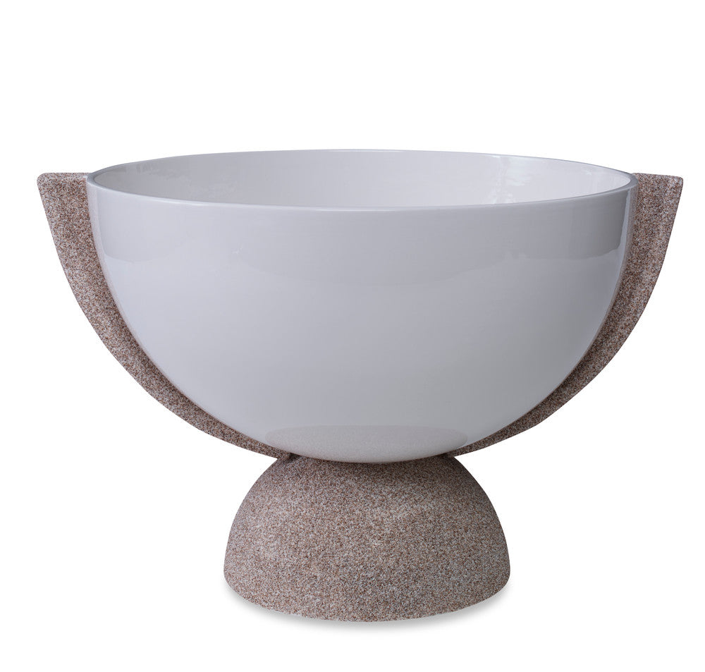 Melville Bowl QR-22801.WHITESAND.0 by CuratedKravet CuratedKravet A handmade white ceramic bowl detailed with a natural sand finish on the side handles and base. Italy DUST LIGHTLY WITH A SOFT, DRY CLOTH. </p><p>Dimensions: Length 16.25, Height 10.25, Width 13.5 Ceramic - 100% - Fabric Carolina -