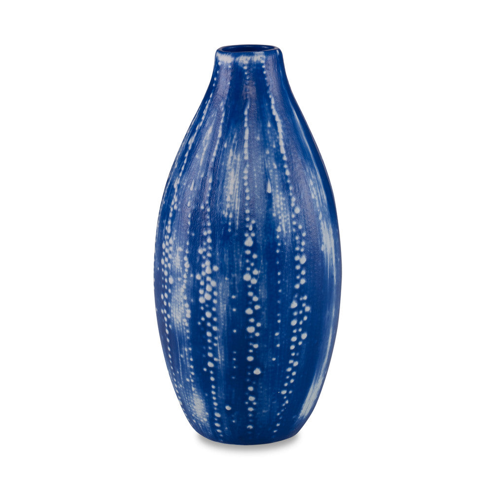 Nicolette Vase, Large QR-22866.BLUWHT.0 by CuratedKravet CuratedKravet A ceramic vase featuring a matte blue finish with relief detail. Each vase is handmade and unique. This vase is not watertight. Portugal DUST LIGHTLY WITH A SOFT, DRY CLOTH. </p><p>Dimensions: Length 7, Height 12.25, Width 7 Ceramic - 100% - Fabric Carolina -