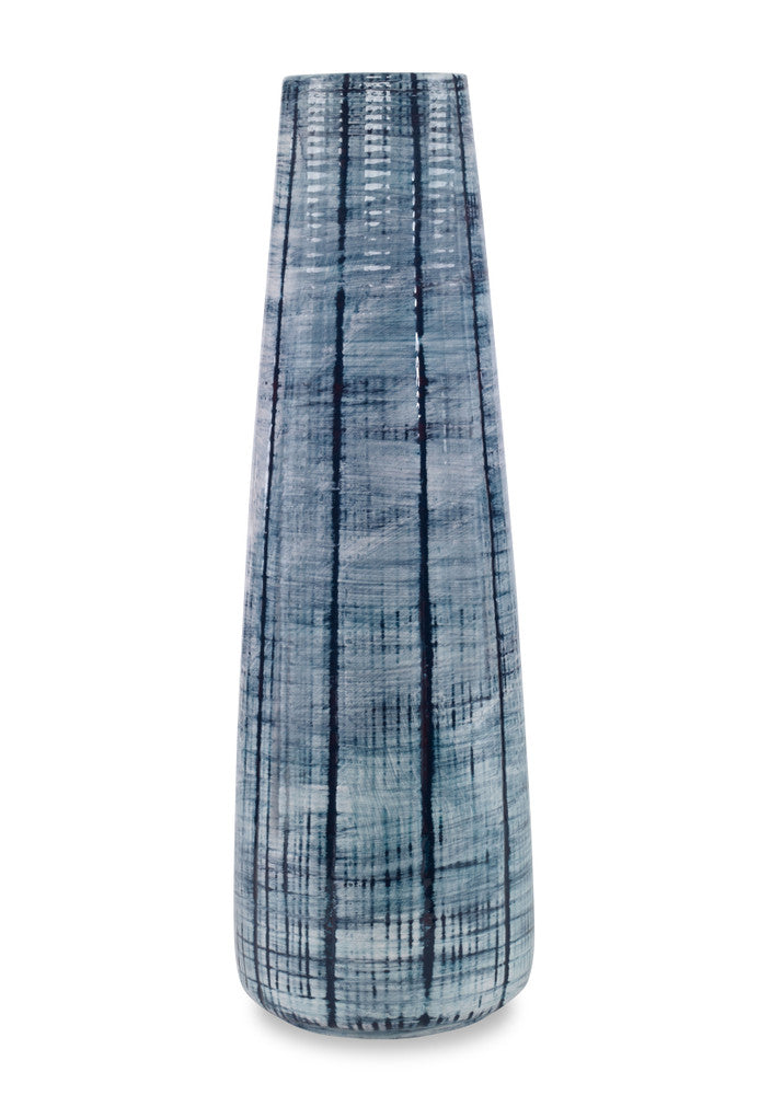 Milano Vase, Large QR-22871.BLUWHT.0 by CuratedKravet CuratedKravet A textured ceramic vase featuring a washed white and blue glaze. Each vase is handmade and unique. This vase is not watertight. Portugal DUST LIGHTLY WITH A SOFT, DRY CLOTH. </p><p>Dimensions: Length 6, Height 19.75, Width 6 Ceramic - 100% - Fabric Carolina -