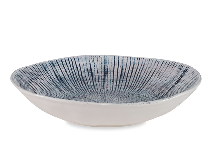 Bloomfield Bowl QR-22873.BLUWHT.0 by CuratedKravet CuratedKravet A textured ceramic bowl featuring a washed white and blue glaze. Each bowl is handmade and unique. Portugal DUST LIGHTLY WITH A SOFT, DRY CLOTH. </p><p>Dimensions: Length 16.75, Height 3, Width 16.75 Ceramic - 100% - Fabric Carolina -