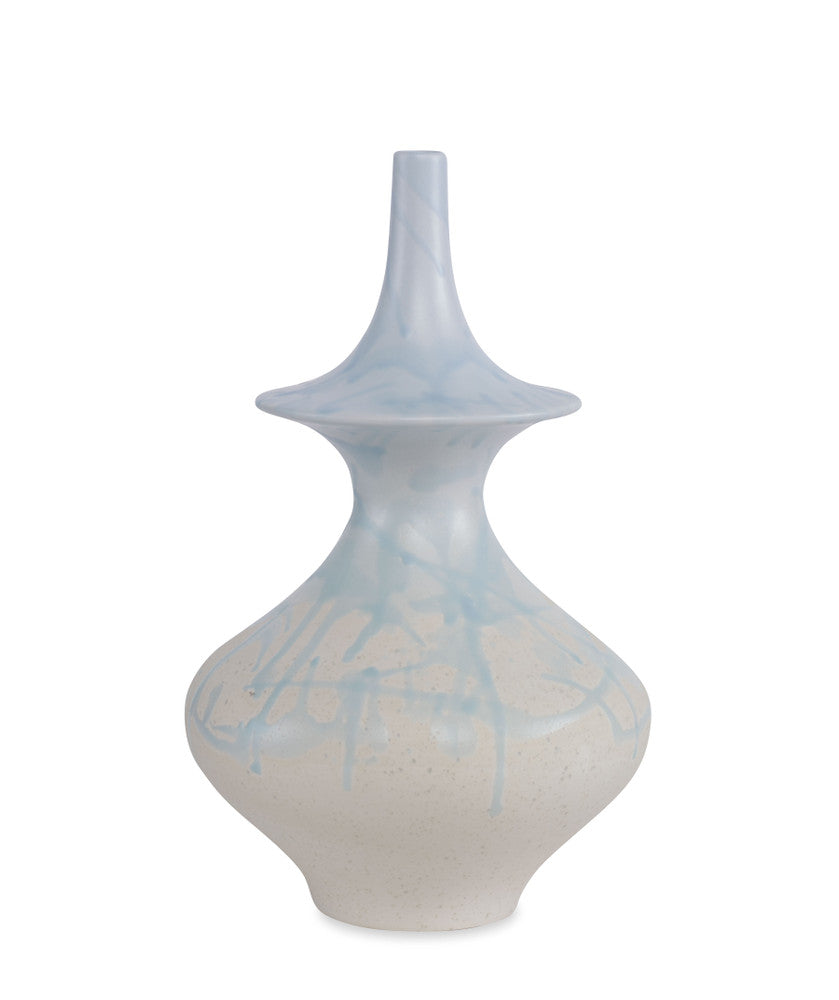 Lilibeth Vase QR-22909.NATBLU.0 by CuratedKravet CuratedKravet A hand made vase featuring a drippy light blue glaze over the natural finish of the ceramic vase. Due to the hand made nature of this vase, variation is to be expected. Portugal DUST LIGHTLY WITH A SOFT, DRY CLOTH. </p><p>Dimensions: Length 9, Height 15, Width 9 Ceramic - 100% - Fabric Carolina -