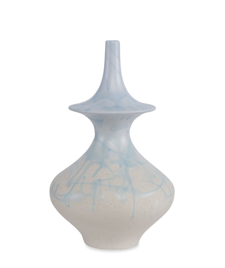Lilibeth Vase QR-22909.NATBLU.0 by CuratedKravet CuratedKravet A hand made vase featuring a drippy light blue glaze over the natural finish of the ceramic vase. Due to the hand made nature of this vase, variation is to be expected. Portugal DUST LIGHTLY WITH A SOFT, DRY CLOTH. </p><p>Dimensions: Length 9, Height 15, Width 9 Ceramic - 100% - Fabric Carolina -
