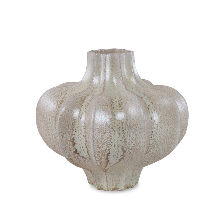 Coutts Vase, Small QR-22945.BGEREACT.0 by CuratedKravet CuratedKravet A low decorative gourd shaped vase finished in a reactive beige glaze. Due to the handmade nature of this product, variation is to be expected. Portugal DUST LIGHTLY WITH A SOFT, DRY CLOTH. </p><p>Dimensions: Length 10.25, Height 9, Width 9.5 Ceramic - 100% - Fabric Carolina -