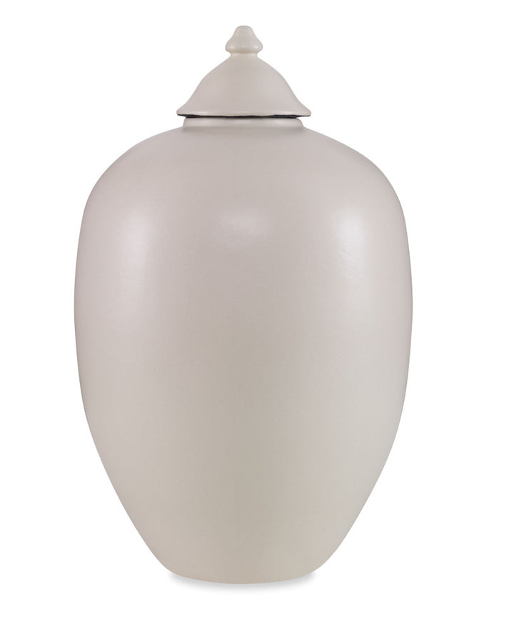 Vivienne Lidded Jar QR-23052.COCONUT.0 by CuratedKravet CuratedKravet A ceramic lidded jar featuring a coconut matte glaze. Made in the USA. United States DUST LIGHTLY WITH A SOFT, DRY CLOTH. </p><p>Dimensions: Length 13, Height 22, Width 13 Ceramic - 100% - Fabric Carolina -