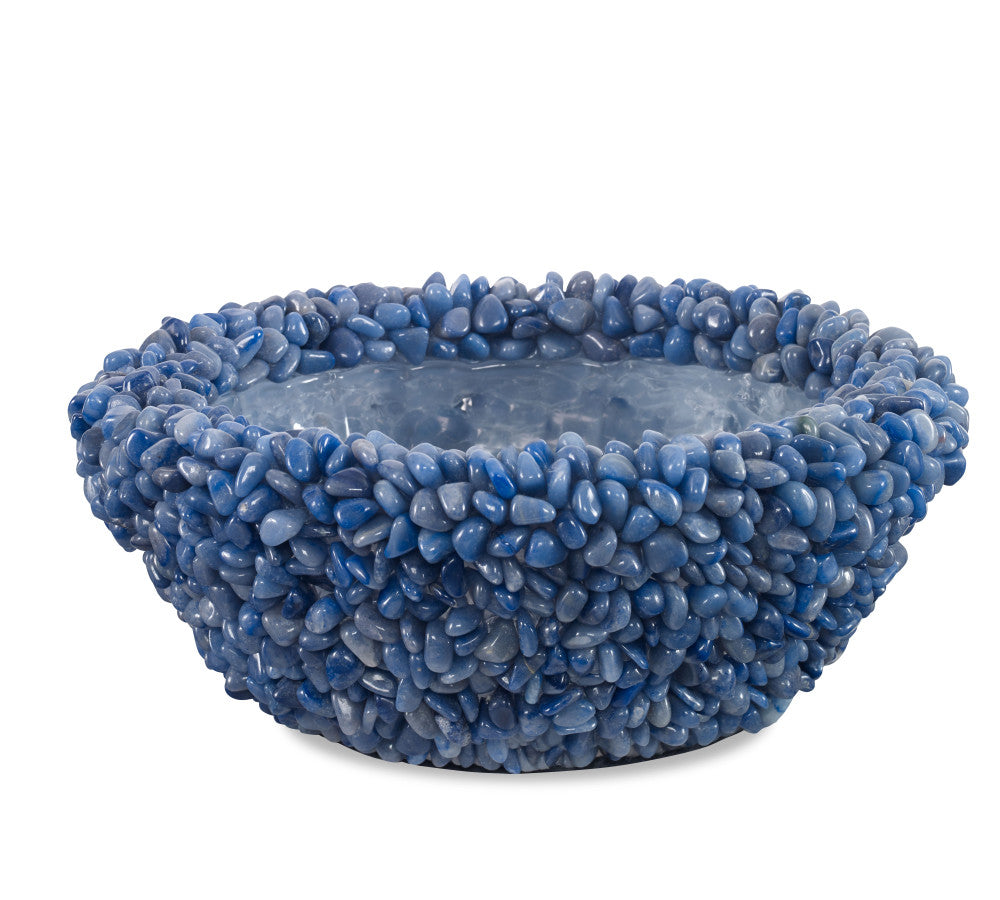 Cleo Stone Bowl QR-23217.BLUE.0 by CuratedKravet CuratedKravet A gorgeous handcrafted polished sodalite stone bowl, including a glass bowl liner. Due to the natural material, variation is to be expected. Brazil DUST LIGHTLY WITH A SOFT, DRY CLOTH. </p><p>Dimensions: Length 13, Height 4.25, Width 13 Glass - 50%, Stone - 50% - Fabric Carolina -