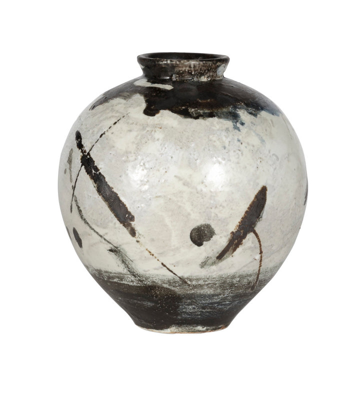 Alia Vase QR-23221.BLKGRAY.0 by CuratedKravet CuratedKravet A ceramic vase featuring a hand painted finish in varying black, gray and white hues. Due to the hand made nature of this vase, variation is to be expected. China DUST LIGHTLY WITH A SOFT, DRY CLOTH. </p><p>Dimensions: Length 9, Height 10, Width 9 Ceramic - 100% - Fabric Carolina -