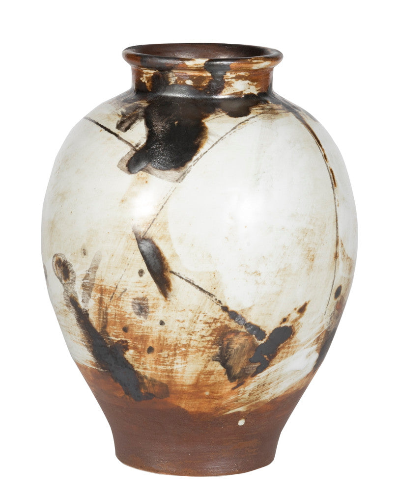 Albie Vase QR-23222.WHTBRNBLK.0 by CuratedKravet CuratedKravet A ceramic vase featuring a hand painted finish in varying black, brown and white hues. Due to the hand made nature of this vase, variation is to be expected. China DUST LIGHTLY WITH A SOFT, DRY CLOTH. </p><p>Dimensions: Length 8.5, Height 11.25, Width 8.5 Ceramic - 100% - Fabric Carolina -